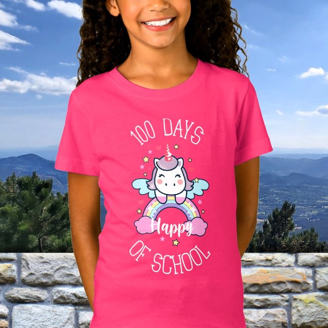 Lycklig 100 dagar med skolcute Unicorn Kids T Shirt (Skapare uppladdad)