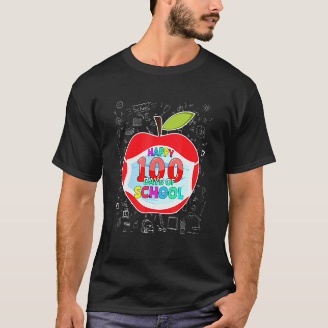 Lycklig 100 dagar med skolelever i Ansikte som trä T Shirt (Framsida)