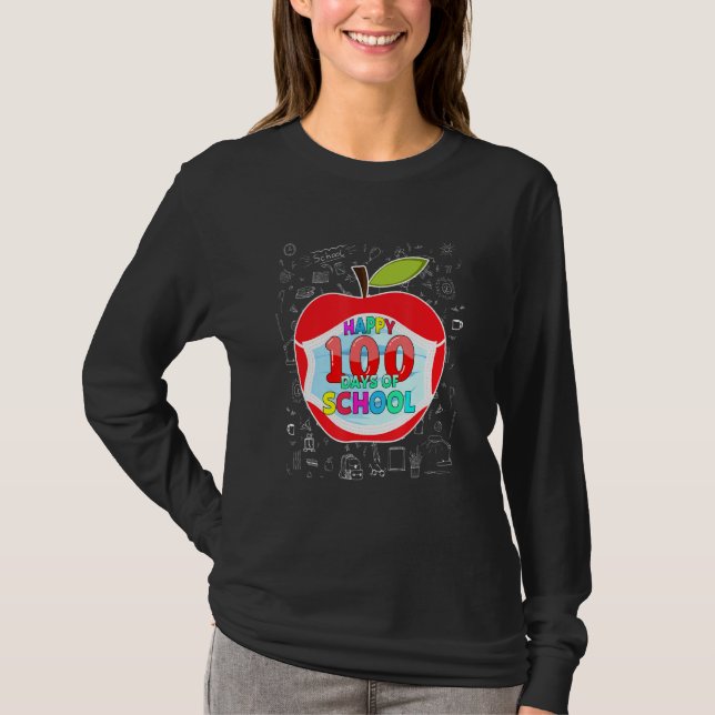 Lycklig 100 dagar med skolelever i Ansikte som trä T Shirt (Framsida)