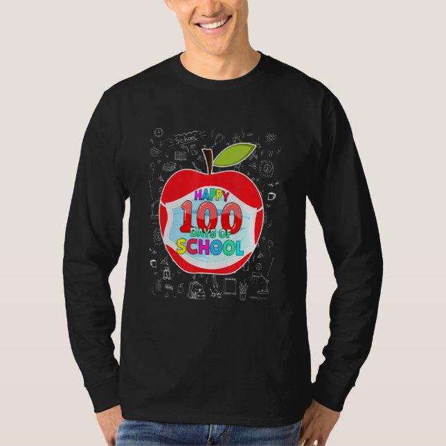 Lycklig 100 dagar med skolelever i Ansikte som trä T Shirt (Framsida)
