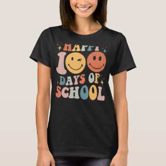 Lycklig 100 dagar med skollärare färgstark Lycklig T Shirt