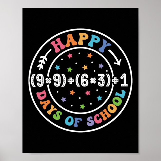 Lycklig 100 dagar skolmatematik 100 dagar poster (Framsidan)