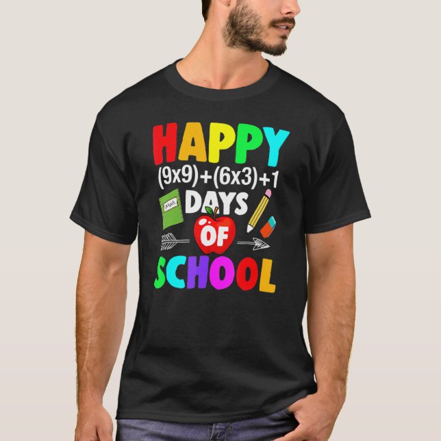Lycklig 100 dagar skolmatematik 100 dagar t shirt (Framsida)