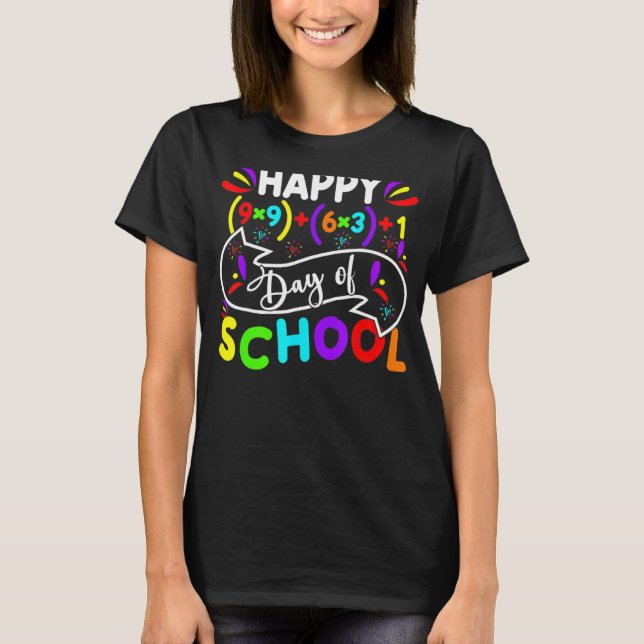 Lycklig 100 dagar skolmatematik 100 dagar t shirt (Framsida)