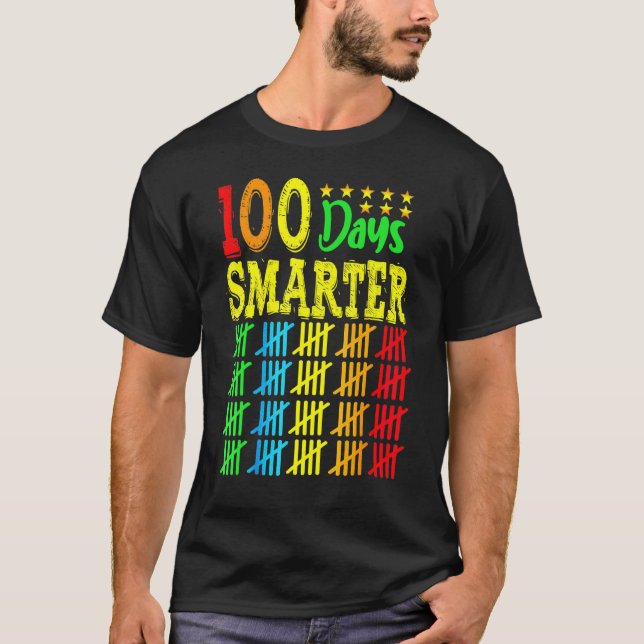 Lycklig 100 dagar smartare 100 dagar för skollärar t shirt (Framsida)