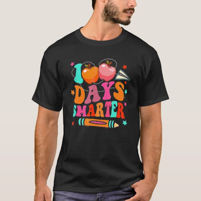 Lycklig 100 dagar Smartare retro 100-dagarsdagen i T Shirt (Framsida)