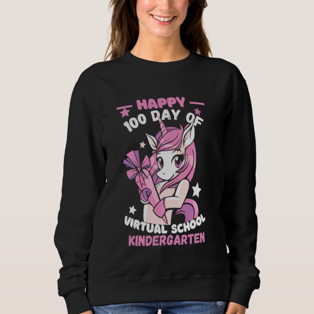 Lycklig 100 dagar Virtuell Kindergarten Lärare Uni T Shirt (Framsida)