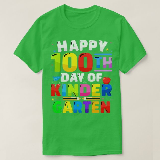 Lycklig 100 dagars förskoletid 100 dagar för under t shirt (Design framsida)