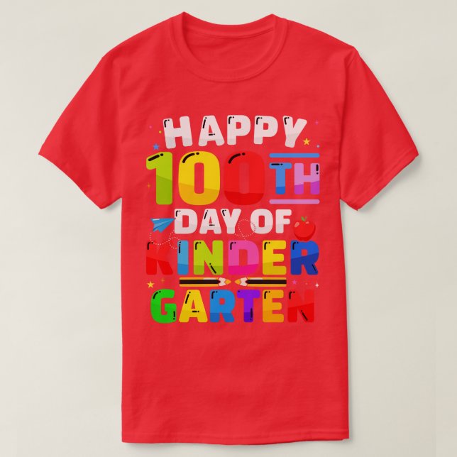 Lycklig 100 dagars förskoletid 100 dagar för under t shirt (Design framsida)