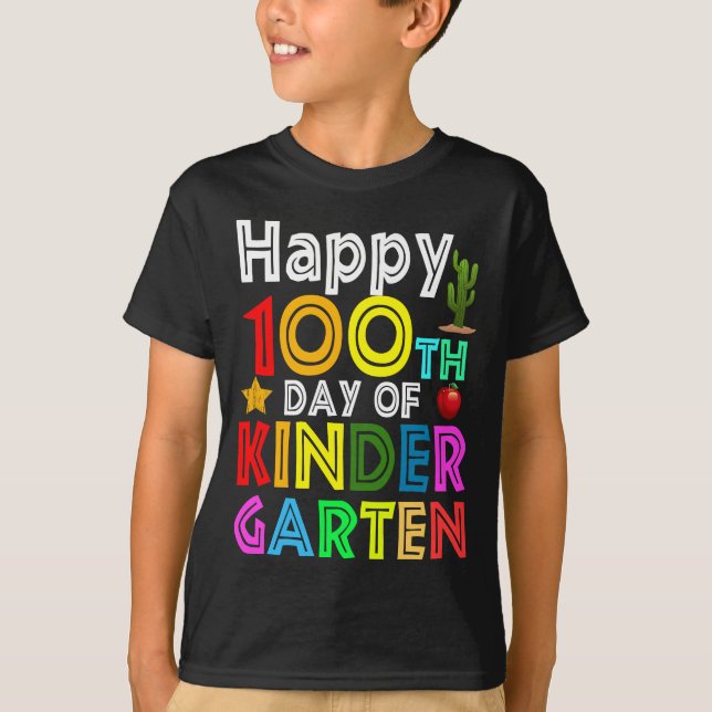 lycklig 100 dagars förskoletid 100 skoldagar t shirt (Framsida)