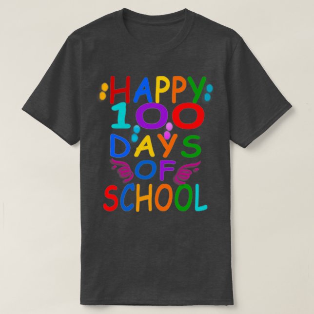lycklig 100 dagars skollärare Studenter Kids T Shirt (Design framsida)