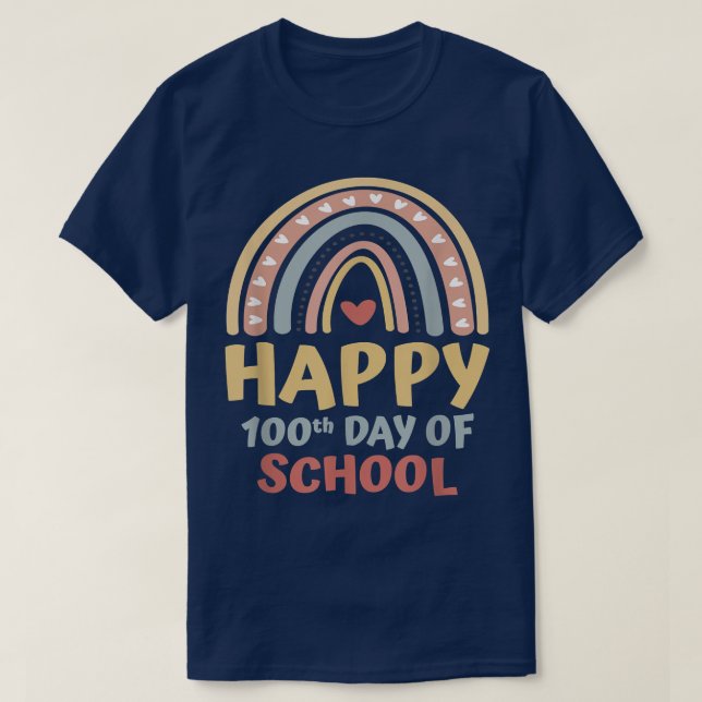 Lycklig 100-dagarsdag 100 dagar för skolBoho Rainb T Shirt (Design framsida)