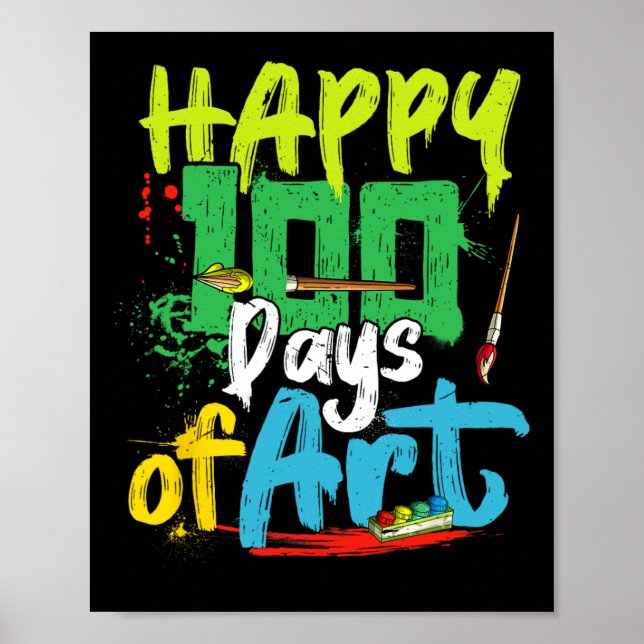Lycklig 100-dagarsdag för konstlärare 100 dagar poster (Framsidan)