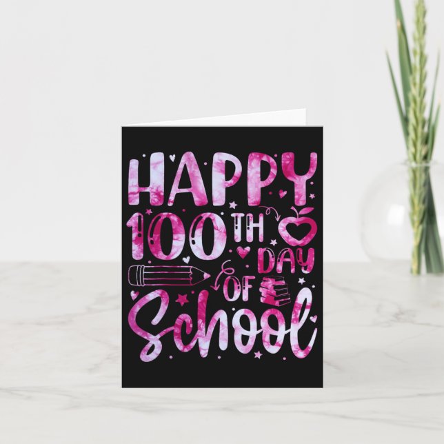 Lycklig 100-dagarsdag för regnbåge i skoltid 100 d kort (Framsida)