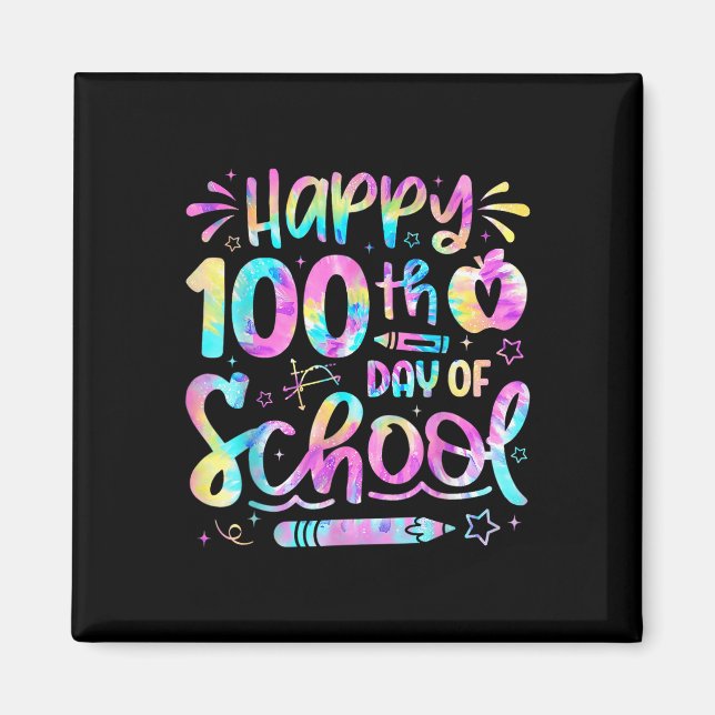 Lycklig 100-dagarsdag för regnbåge i skoltid 100 d magnet (Framsidan)