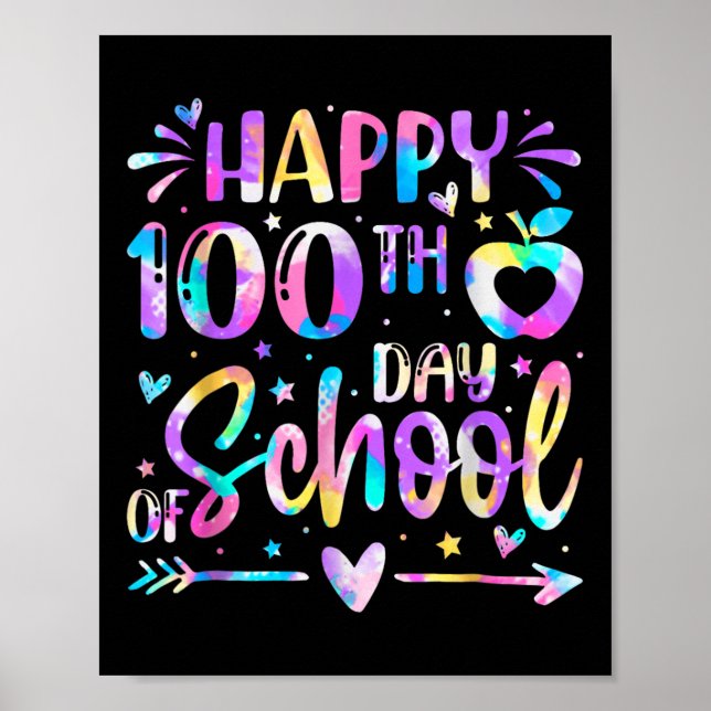 Lycklig 100-dagarsdag för regnbåge i skoltid 100 d poster (Framsidan)