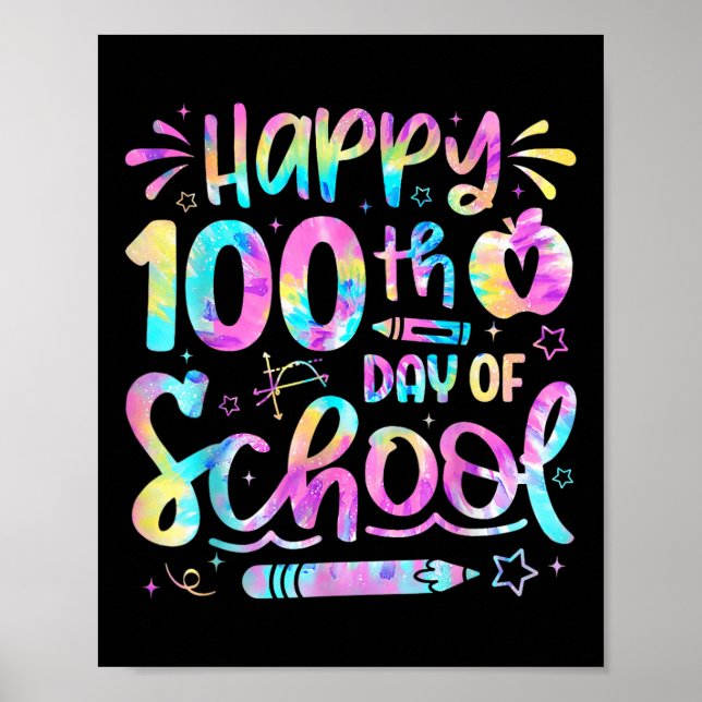 Lycklig 100-dagarsdag för regnbåge i skoltid 100 d poster (Framsidan)
