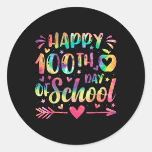 Lycklig 100-dagarsdag för regnbåge i skoltid 100 d runt klistermärke