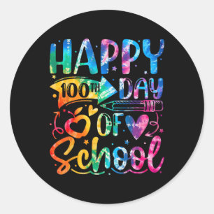 Lycklig 100-dagarsdag för regnbåge i skoltid 100 d runt klistermärke