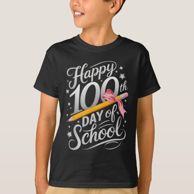 Lycklig 100-dagarsdag för regnbåge i skoltid 100 d t shirt (Framsida)