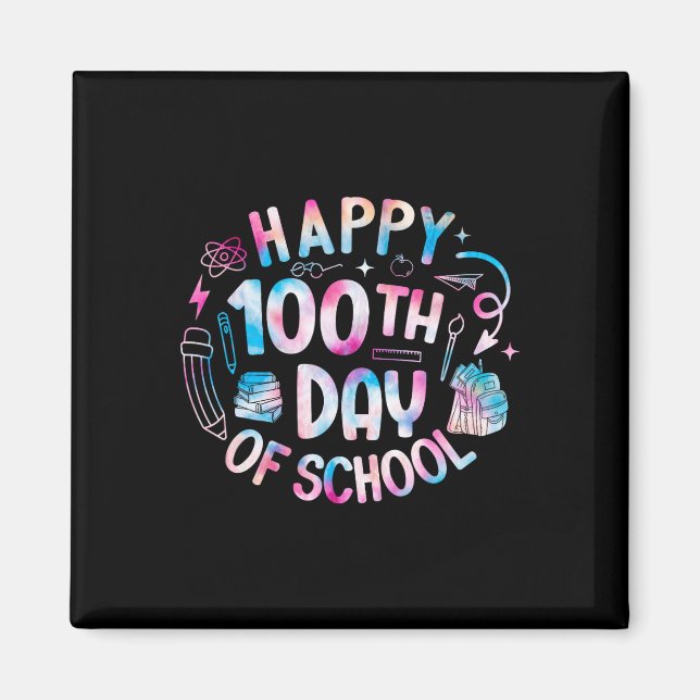 Lycklig 100-dagarsdag för skollärare 100 Scho-daga Magnet (Framsidan)