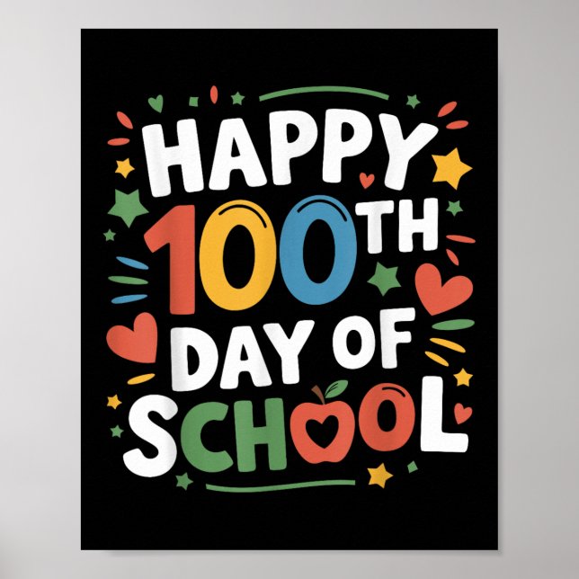 Lycklig 100-dagarsdag med skolfärg 100 dagar Smart Poster (Framsidan)