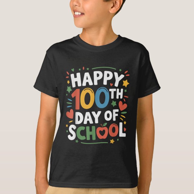 Lycklig 100-dagarsdag med skolfärg 100 dagar Smart T Shirt (Framsida)