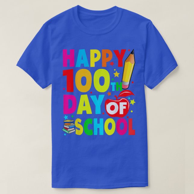 Lycklig 100-dagarsdagen för 100 dagar lärarbarn i  t shirt (Design framsida)