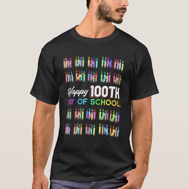 Lycklig 100-dagarsdagen för skollärare 100 dagar t shirt (Framsida)