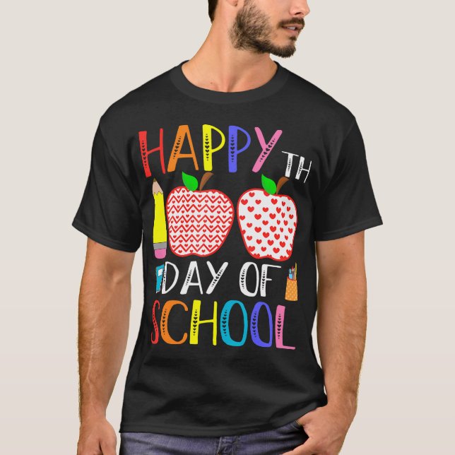 Lycklig 100-dagarsdagen för skollärare 100 dagar t shirt (Framsida)