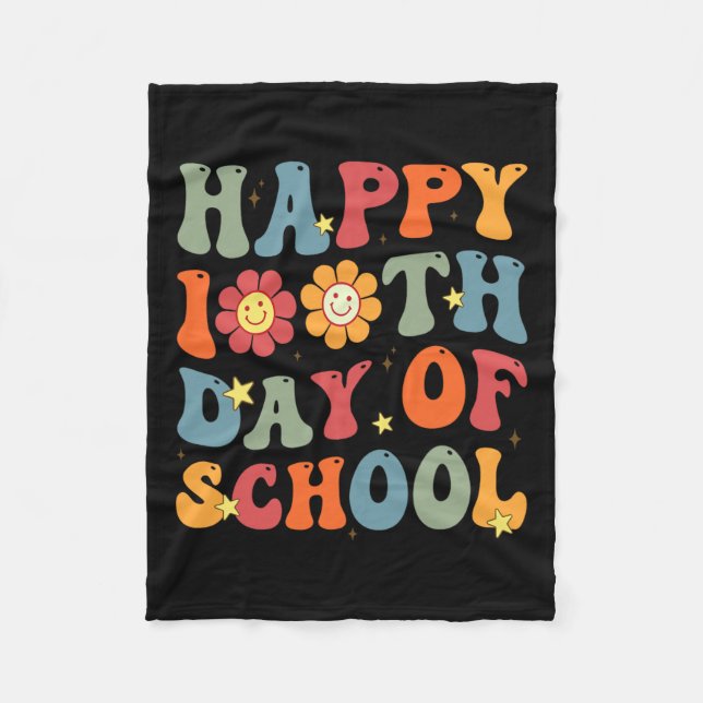 Lycklig 100-dagarsdagen för skolmatsalen Studenter Fleecefilt (Framsidan)