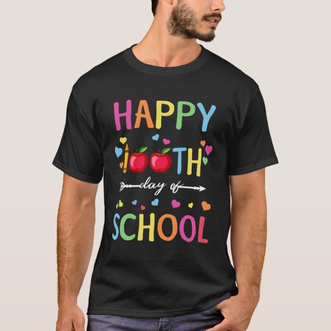 Lycklig 100-dagarsdagen för skolskjutsar för lärar t shirt (Framsida)