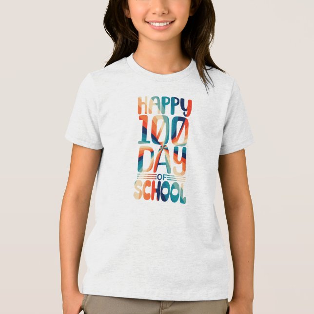 Lycklig 100-dagen för back to school för skolflick t shirt (Framsida)