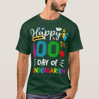 Lycklig 100-dagen för Kindergarten Cute Student-gå T Shirt