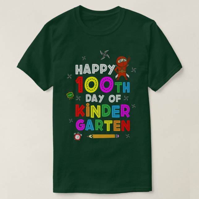 Lycklig 100-dagen för Kindergarten Cute Warrior Sa T Shirt (Design framsida)