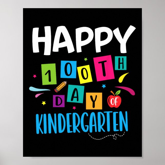 Lycklig 100-dagen för Kindergarten-läraren Student Poster (Framsidan)