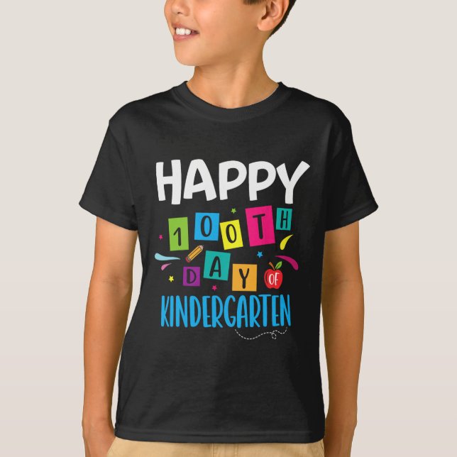 Lycklig 100-dagen för Kindergarten-läraren Student T Shirt (Framsida)
