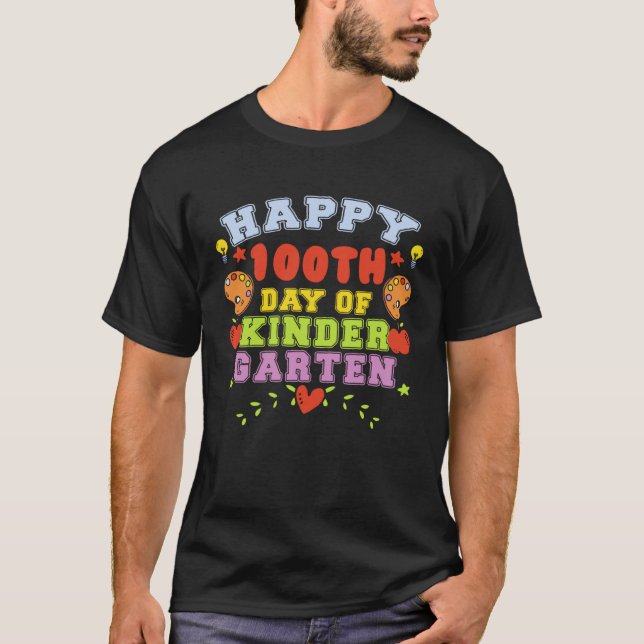 Lycklig 100-dagen för Kindergarten Studenter Kids T Shirt (Framsida)