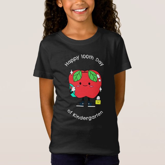 Lycklig 100-dagen Kindergarten T Shirt (Framsida)