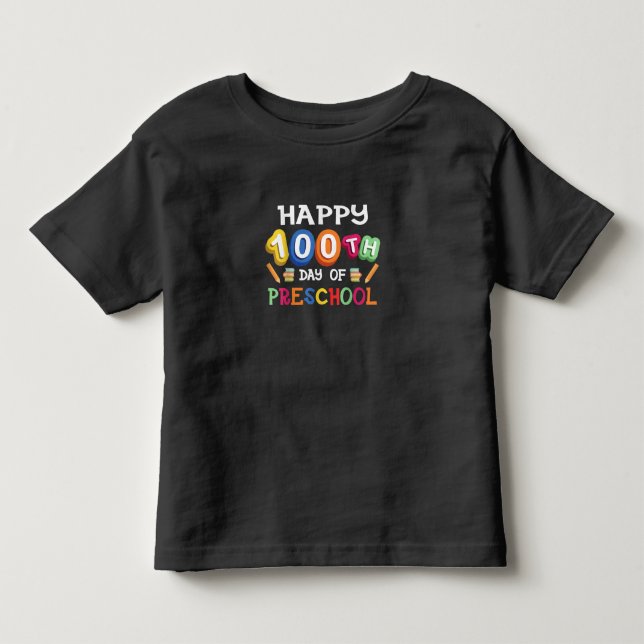 Lycklig 100:e dagen av Preschool T Shirt (Framsida)