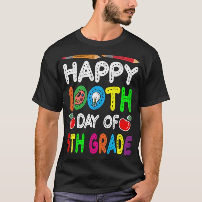Lycklig 100:e dagen femte Klass T Shirt (Framsida)