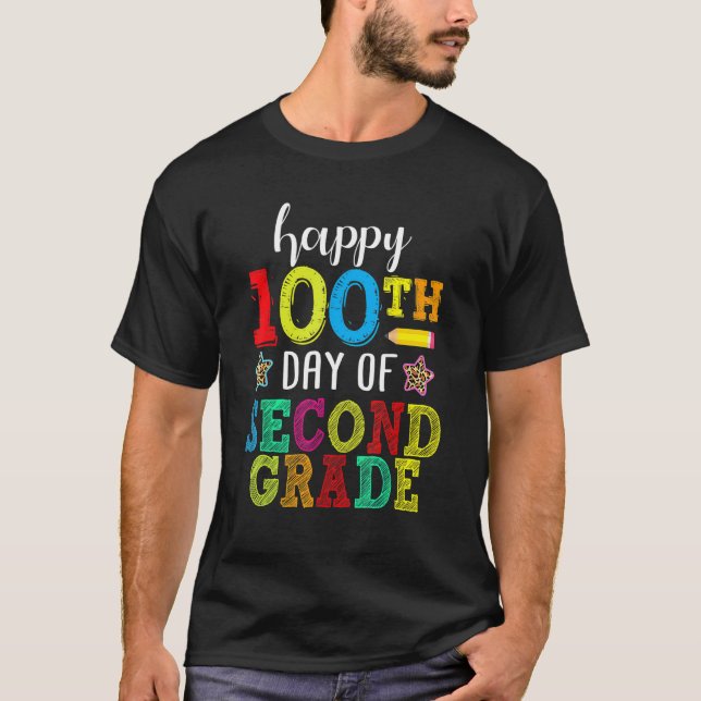Lycklig 100:e dagen för andra Klass andra Klass-lä T Shirt (Framsida)