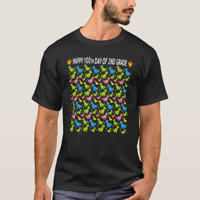 Lycklig 100:e dagen för andra Klass-träskboxar and T Shirt (Framsida)