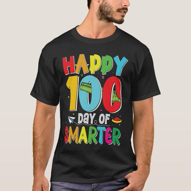 Lycklig 100:e dagen med smartare barn - 100 dagar t shirt (Framsida)