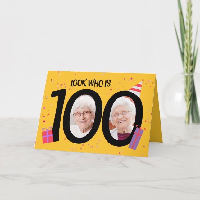 Lycklig 100:e födelsedag Big 100 Bild Ram Helgkort (Framsida)