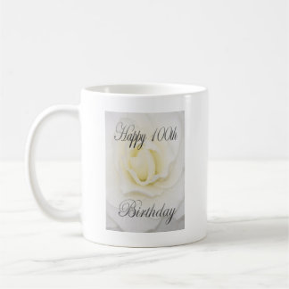 Lycklig 100:e födelsedag Vit blomma Kaffemugg