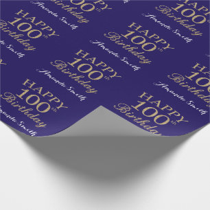 Lycklig, 100:e födelsedagen, Glitter och marinbl Presentpapper