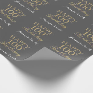 Lycklig 100:e födelsedagen Guld Glitter och Gråt Presentpapper