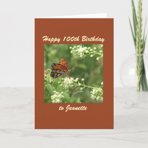 Lycklig 100:e födelsedagen, Namn, Orange Butterfly Kort