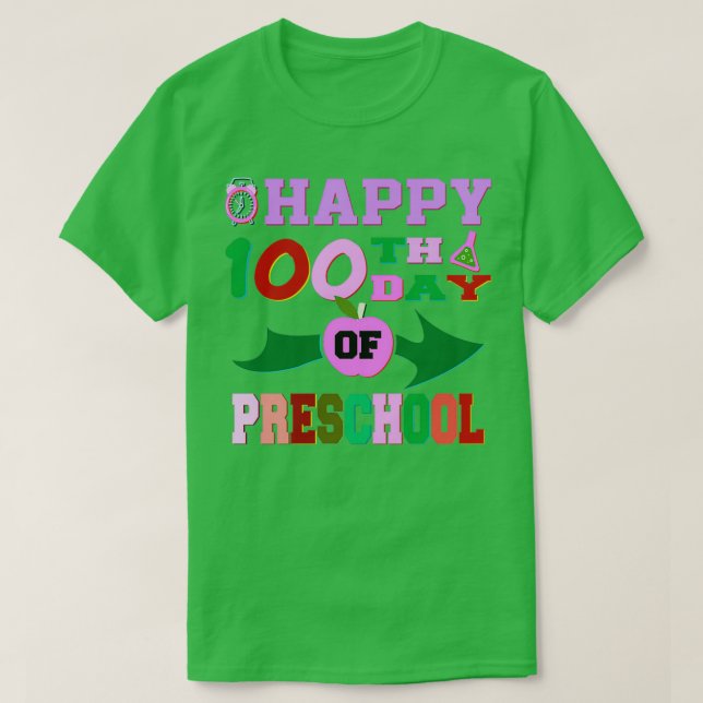 Lycklig 100:e Preschool T Shirt (Design framsida)